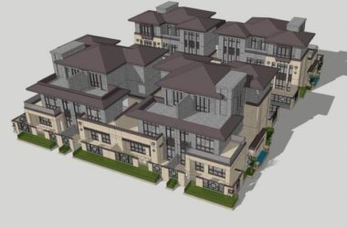 Sketchup别墅模型|中信泰富别墅，双拼别墅，联排别墅 ，新中式风格-BIM建筑网