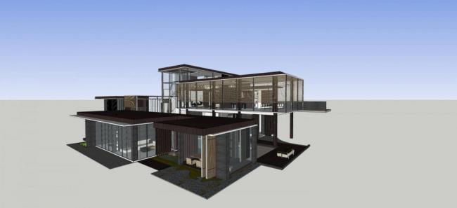 Sketchup别墅模型|独栋别墅，新中式风格