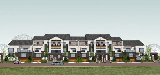 Sketchup别墅模型|联排别墅，中式风格