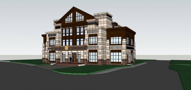 Sketchup别墅模型|独栋别墅，古典风格，居住建筑