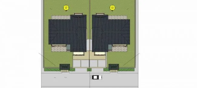 Sketchup别墅模型|双拼别墅，新中式风格，多层，居住建筑