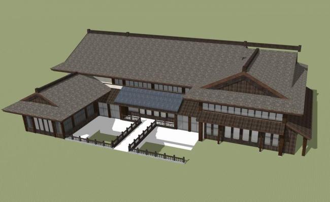 Sketchup别墅模型|独栋别墅，会所，草原风，中式风格