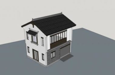 Sketchup别墅模型|独栋别墅，中式风格，多层，居住建筑-BIM建筑网
