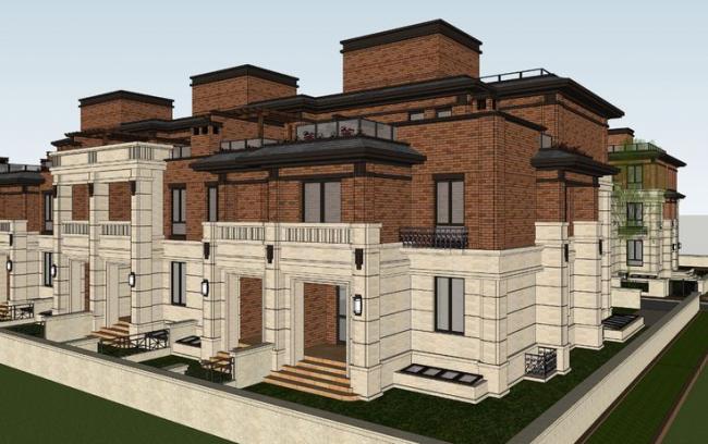 Sketchup别墅模型|联排别墅，欧式风格，古典风格