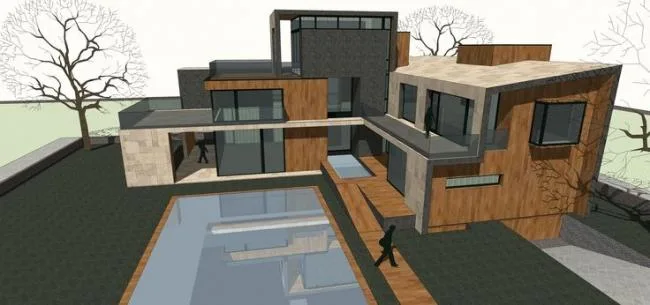 Sketchup别墅模型|多层别墅住宅，居住建筑，现代风格