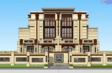 Sketchup别墅模型|中式风格，别墅联排，山地-BIM建筑网
