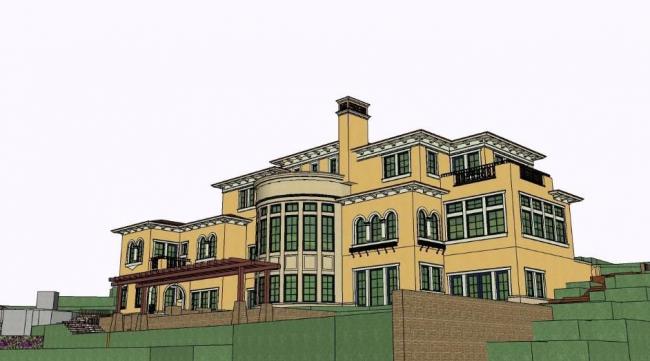 Sketchup别墅模型|西班牙风格，山地，独栋大别墅，