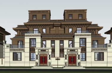 Sketchup别墅模型|双拼别墅，中式风格-BIM建筑网
