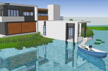 Sketchup别墅模型|山地临湖别墅，现代风格-BIM建筑网