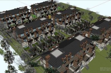 Sketchup别墅模型|联排别墅，居住建筑，古典风格-BIM建筑网