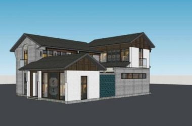 Sketchup别墅模型|独栋别墅，中式风格-BIM建筑网