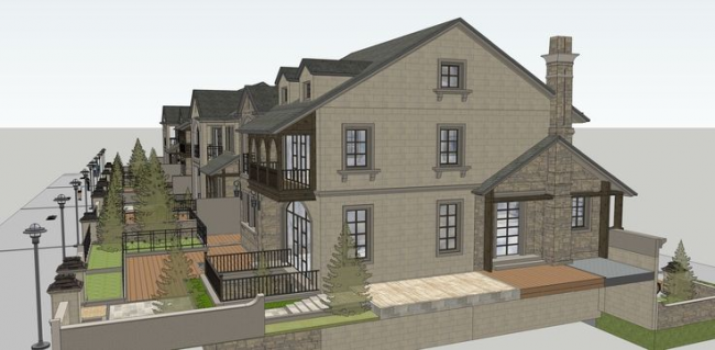 Sketchup别墅模型|独栋别墅群，法式新古典风格