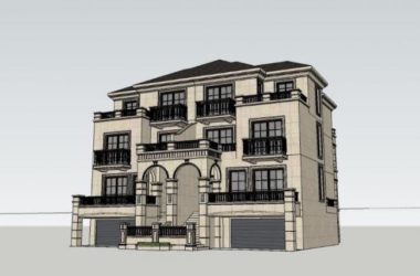 Sketchup别墅模型|双拼别墅，欧式古典风格，大华西溪风情-BIM建筑网
