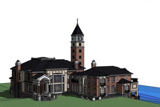 Sketchup别墅模型|多层别墅，欧式古典风格