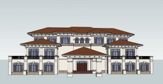 Sketchup别墅模型|多层别墅，西班牙风格，地中海风格