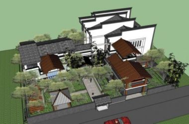Sketchup别墅模型|独栋别墅，徽派，庭院，中式风格-BIM建筑网