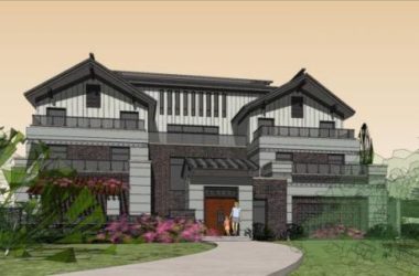 Sketchup别墅模型|独栋别墅，中式风格-BIM建筑网