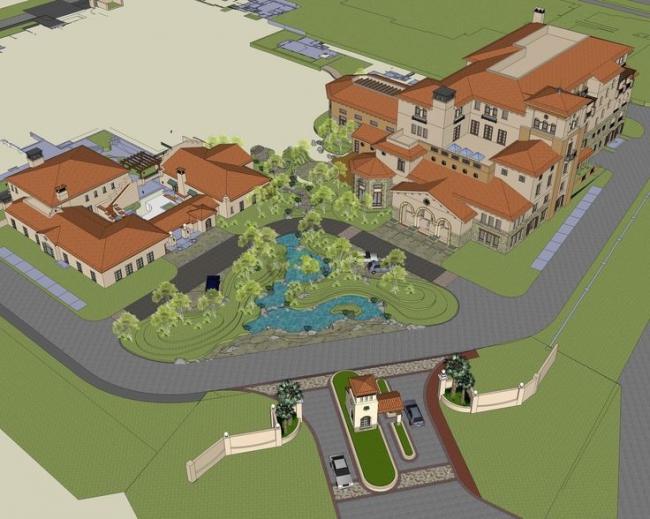 Sketchup别墅模型|西班牙式，古典风格，多层住宅，叠拼别墅，入口设计