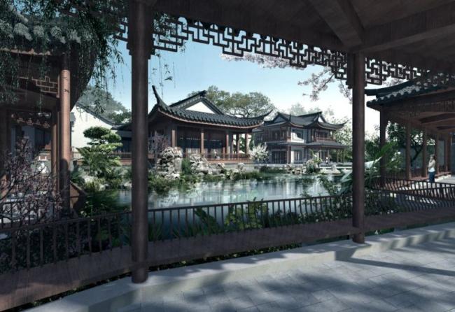 Sketchup别墅模型|多层别墅，中式风格，中式园林