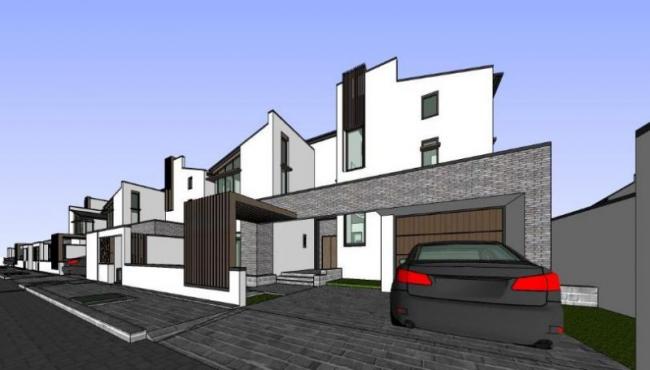 Sketchup别墅模型|徽派别墅，新中式风格