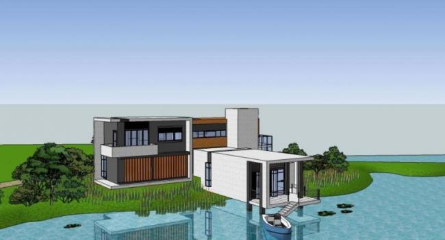 Sketchup别墅模型|山地临湖别墅，现代风格