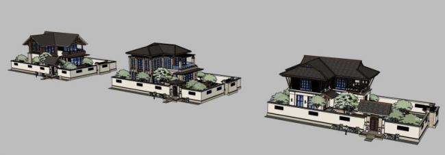 Sketchup别墅模型|独栋别墅，东南亚风格