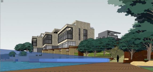 Sketchup别墅模型|万科松山湖示范区，联排别墅，现代风格