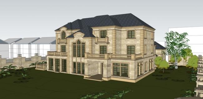 Sketchup别墅模型|独栋别墅，法式古典风格