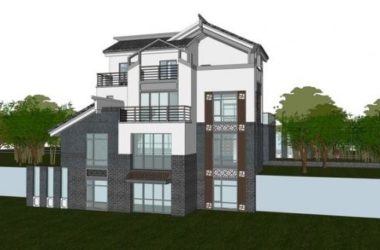 Sketchup别墅模型|独栋别墅，新中式风格-BIM建筑网