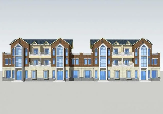 Sketchup别墅模型|联排别墅，英式古典风格