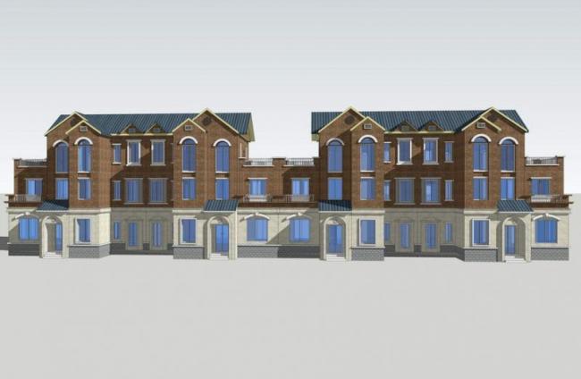 Sketchup别墅模型|联排别墅，英式古典风格