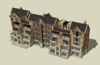 Sketchup别墅模型|叠拼别墅，英式古典风格-BIM建筑网