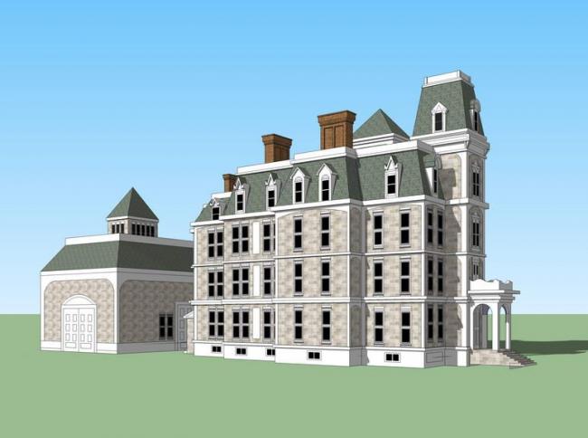 Sketchup别墅模型|叠拼别墅，欧式古典风格，维多利亚风格