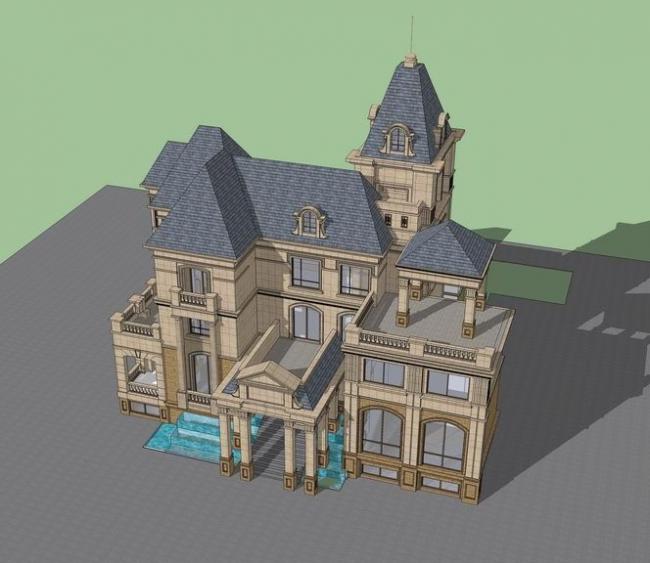 Sketchup别墅模型|独栋别墅，叠拼别墅，法式风格，古典风格