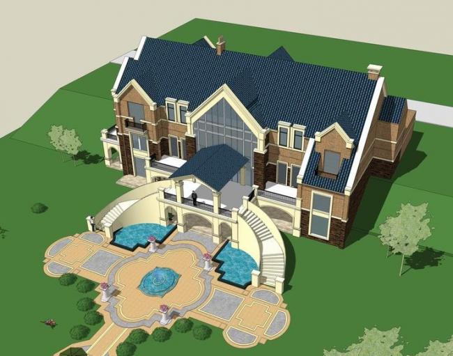 Sketchup别墅模型|独栋别墅，英式古典风格