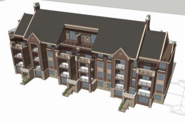 Sketchup别墅模型|叠拼别墅，英式古典风格-BIM建筑网