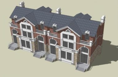 Sketchup别墅模型|联排别墅，英式古典风格-BIM建筑网