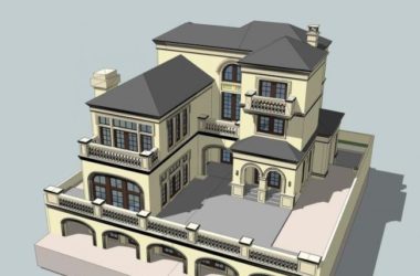 Sketchup别墅模型|叠拼别墅，法式风格，古典风格-BIM建筑网