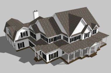 Sketchup别墅模型|独栋别墅，美式风格-BIM建筑网