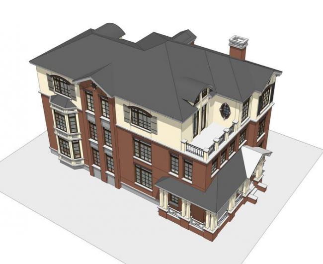 Sketchup别墅模型|独栋别墅，古典风格