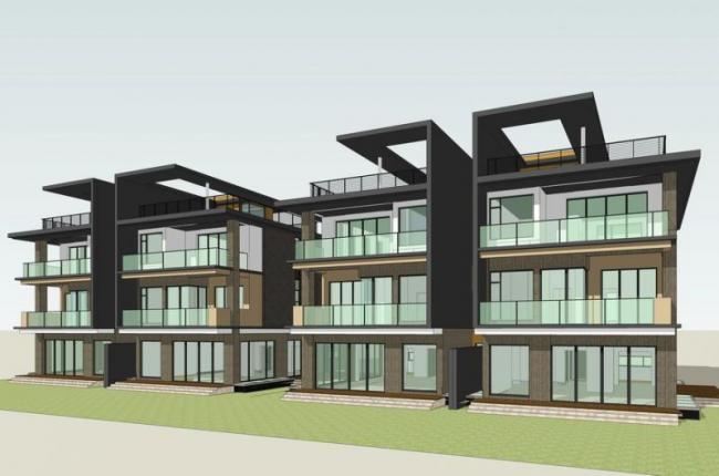 Sketchup别墅模型|双拼别墅，现代风格