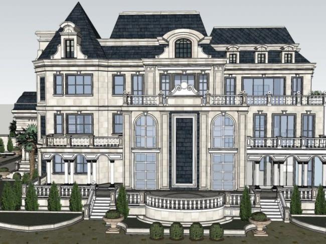 Sketchup别墅模型|叠拼别墅，古典风格