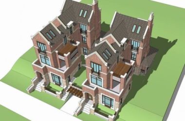 Sketchup别墅模型|双拼别墅，英式风格，古典风格-BIM建筑网