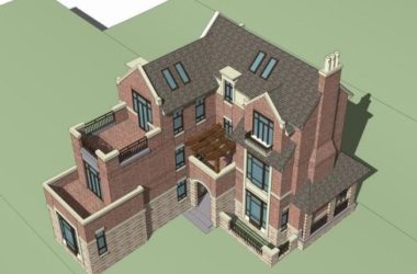 Sketchup别墅模型|L型别墅，叠拼别墅，英式风格，古典风格-BIM建筑网