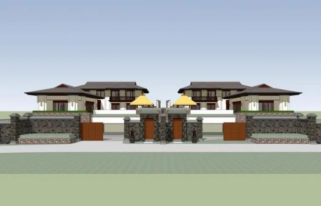 Sketchup别墅模型|傣式别墅，独栋别墅，古典风格