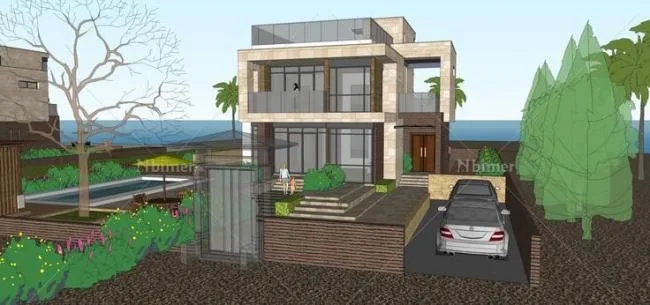 Sketchup别墅模型|多层海景房，独栋别墅，现代风格