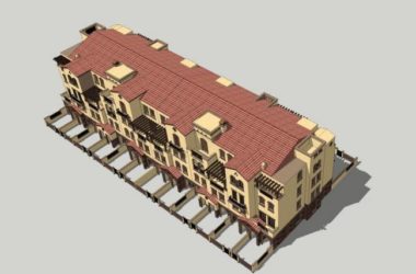 Sketchup别墅模型|联排别墅，古典风格，西班牙风格-BIM建筑网