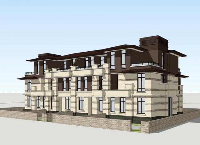 Sketchup别墅模型|联排别墅，法式古典风格