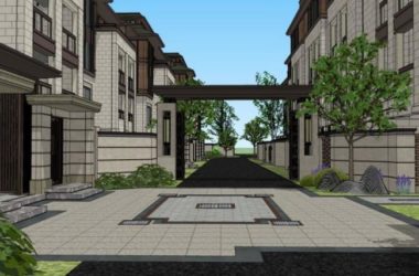 Sketchup别墅模型|联排别墅，新古典风格-BIM建筑网