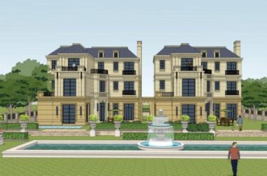 Sketchup别墅模型|双拼，叠拼别墅，法式古典风格-BIM建筑网